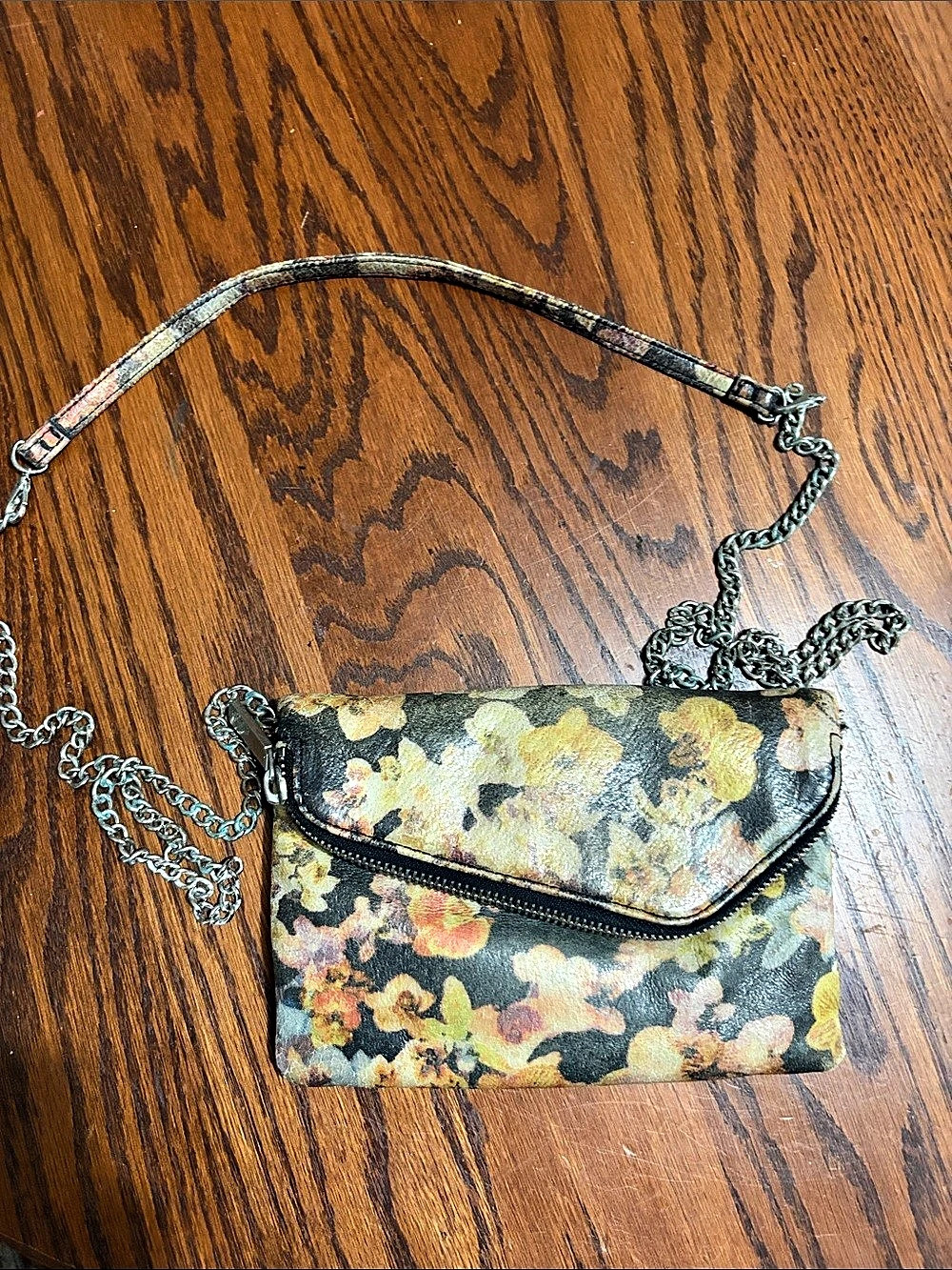 Hobo Floral Crossbody Bag in Black & Green
